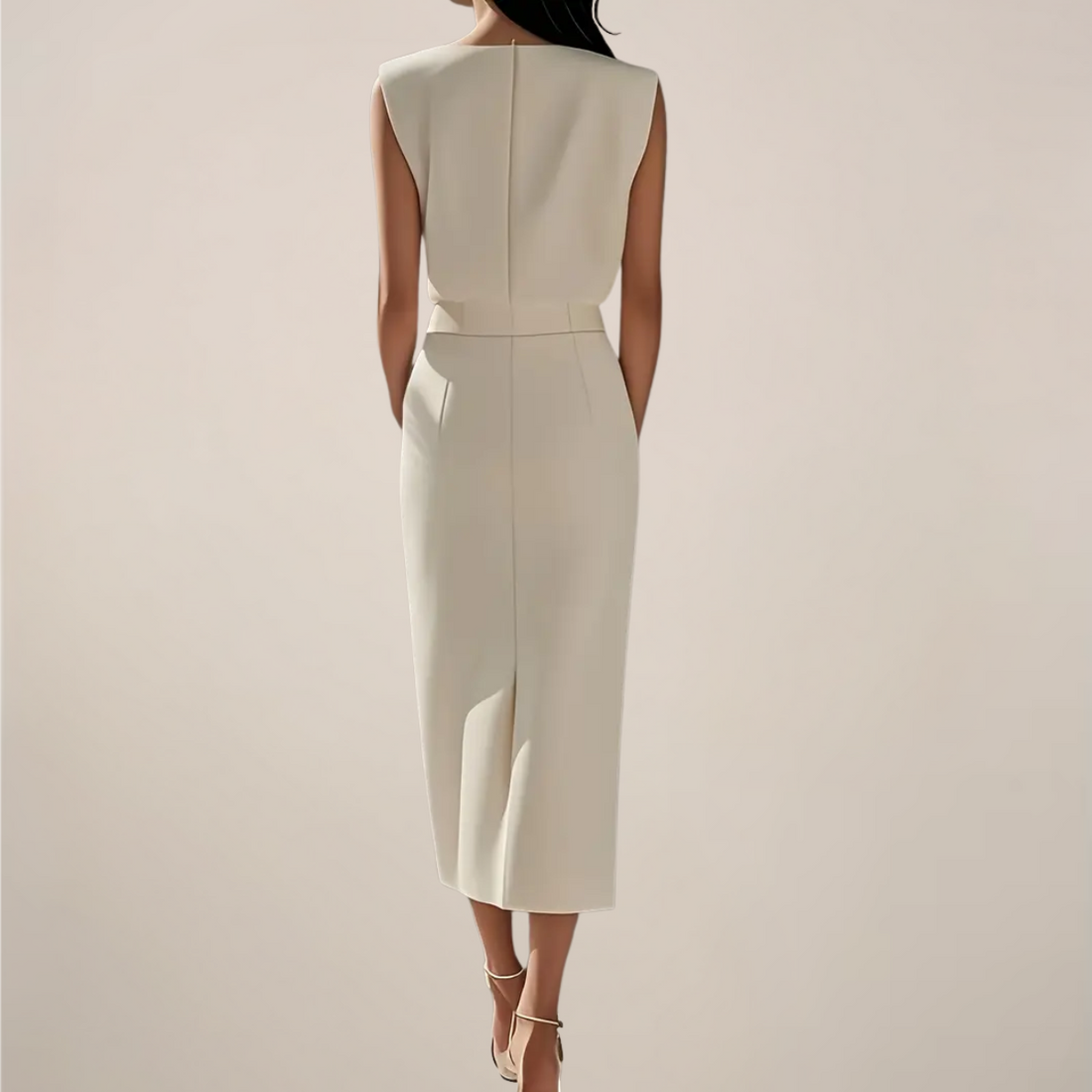 Party Button Detail and Side Slit Dress | Midi