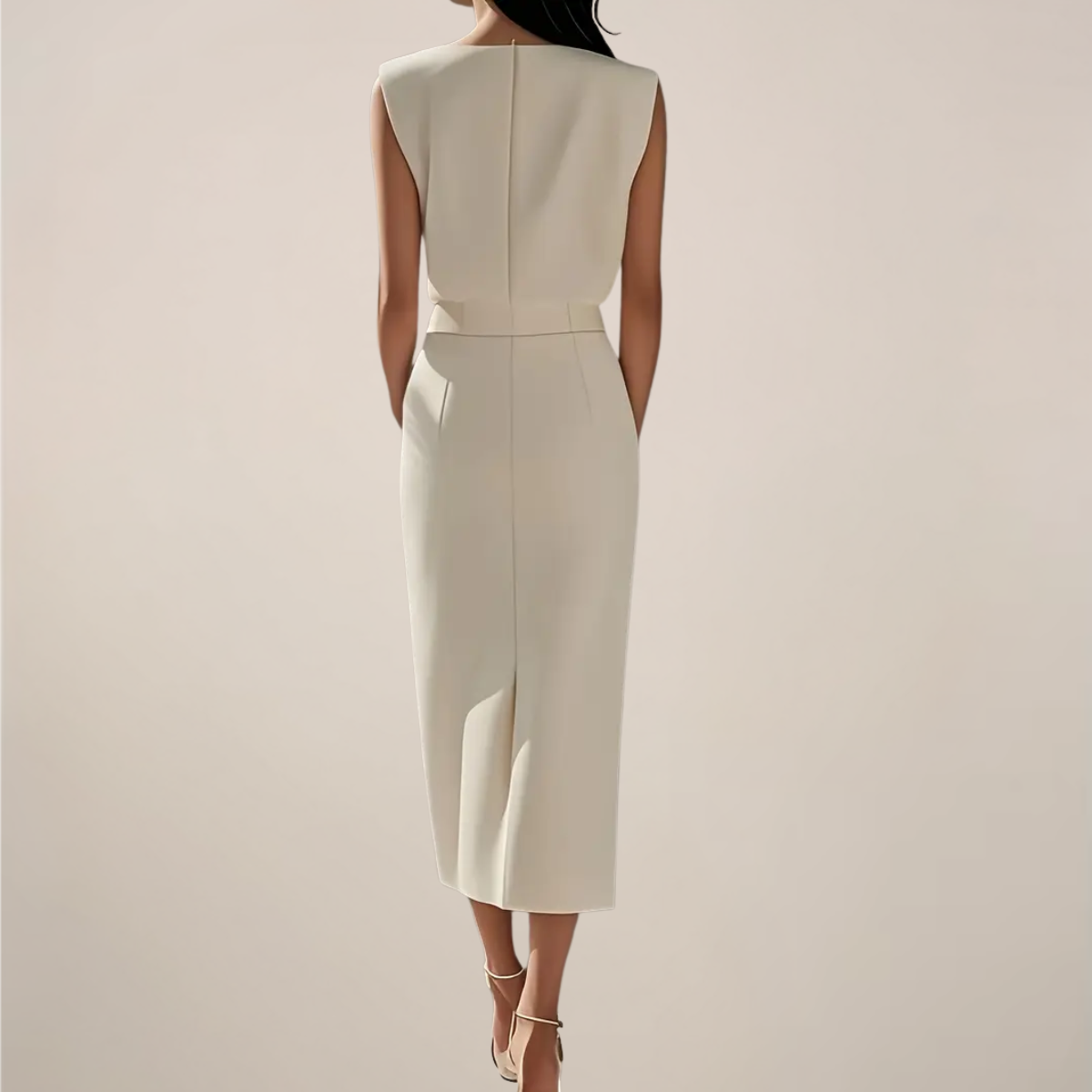 Party Button Detail and Side Slit Dress | Midi