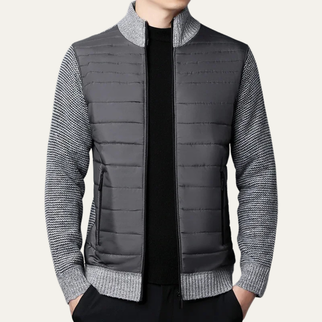 Men's Quilted Knit Jacket | Zip Up