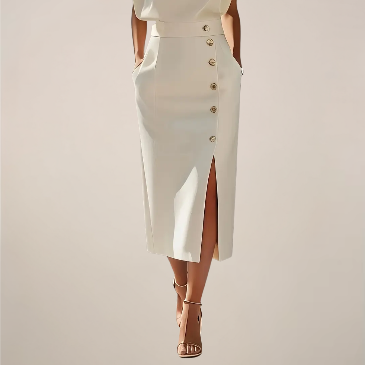 Party Button Detail and Side Slit Dress | Midi