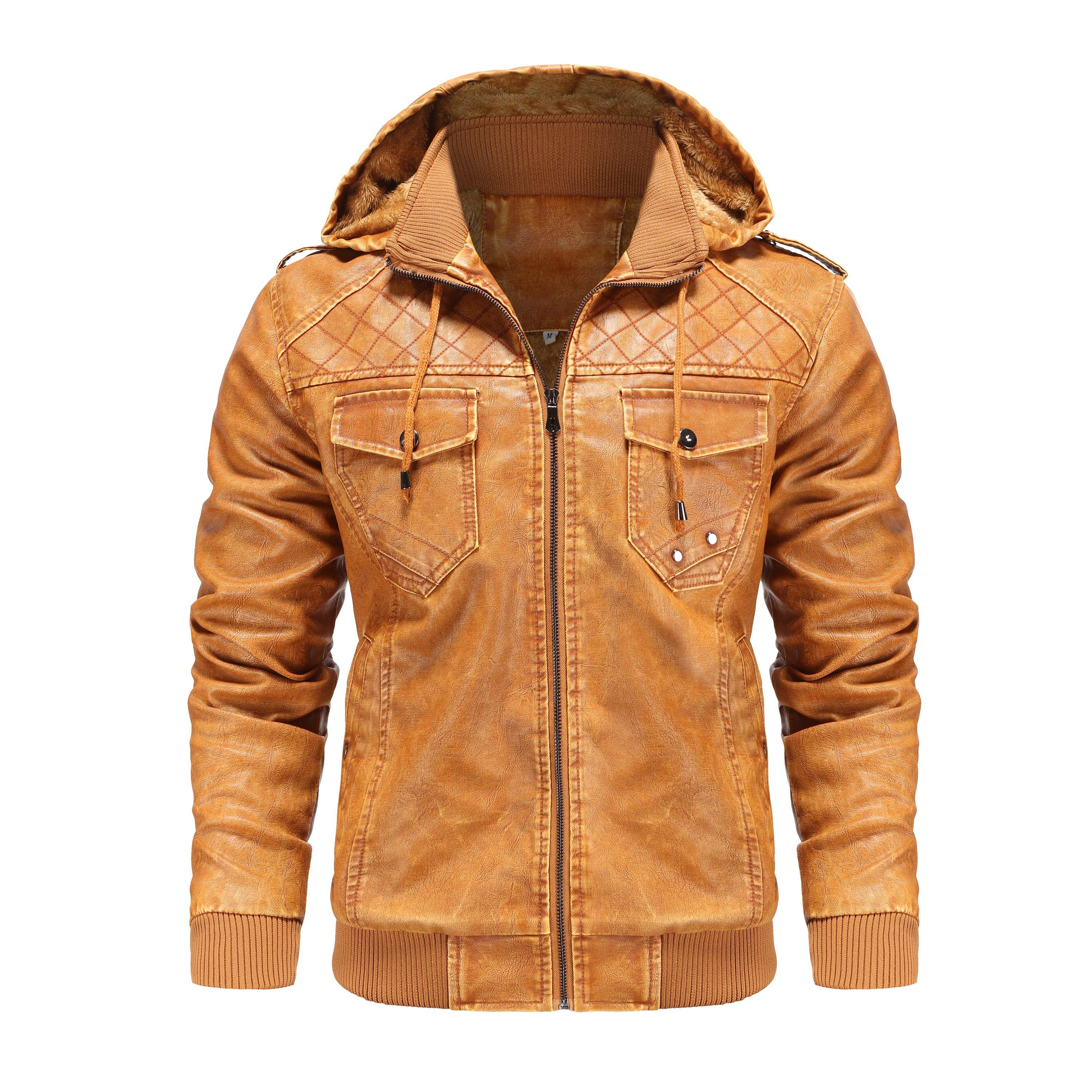 Men's Hooded Leather Jacket | Winter