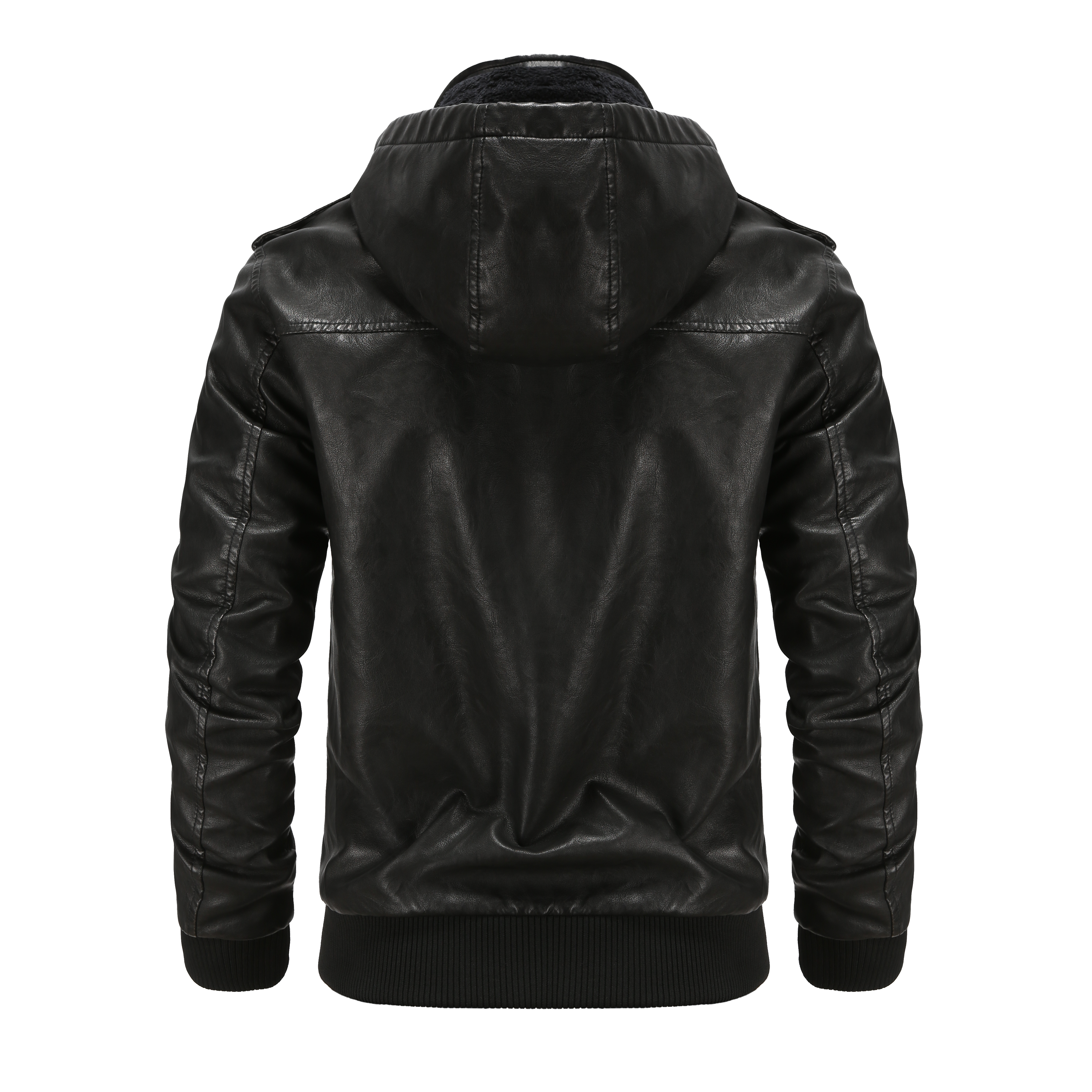 Men's Hooded Leather Jacket | Winter
