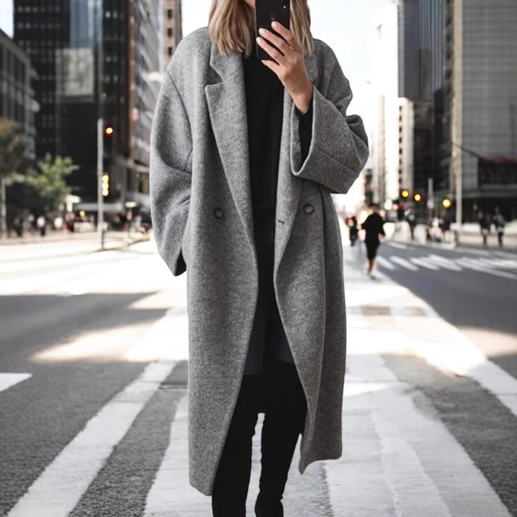 Women's Loose Lapels Coat | Long