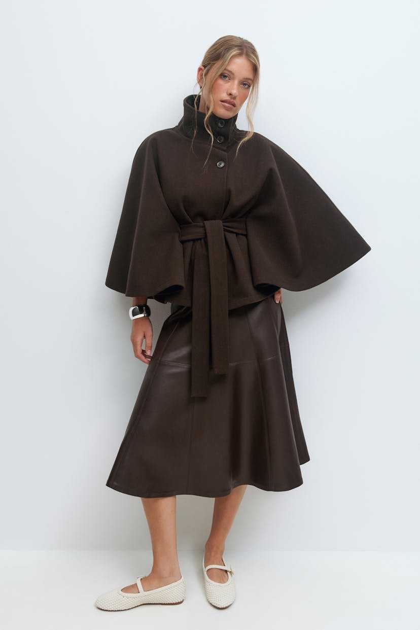 Women's High Collar Coat | Wide Sleeves