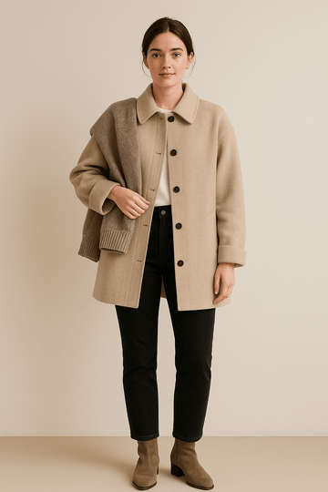 Women's Wool-Blend Coat | Button Closure