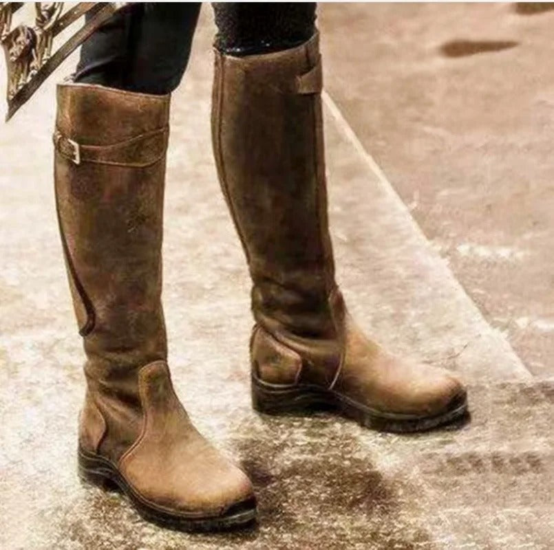 Women's Strap Boots Knee High Buckle | Grip