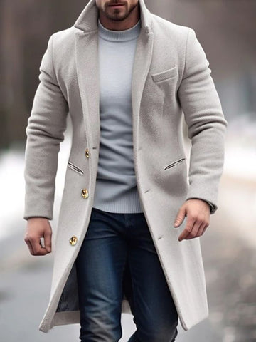 Men's Single-Breasted Coat | Woolen Coat